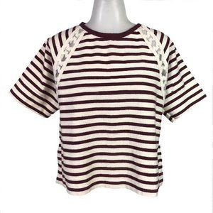 NWOT Old Navy Striped Burgundy Ivory Lace Trim Top Womens Plus Size 3X